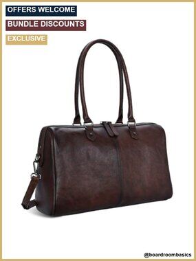 Genuine Vegetable-Tanned Leather Satchel Shoulder Bag Tote